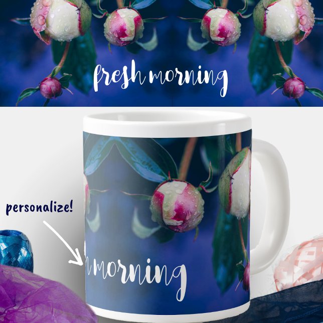Peony-blommor efter regn jumbo mugg (Skapare uppladdad)