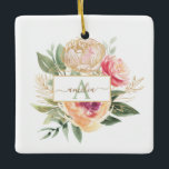 Peony Bloom monogram namn Ceramic Dekoration<br><div class="desc">Det här anpassadet är designat för att samordna med vår insamling av Peony och Guld, och det passar ihop med en dekoration av keramiskt i monogram. Det har lussig rosa och blommor från guld med grönt i blad med klassiska bokstäver. Om du vill ha en mer avancerad anpassning av den...</div>