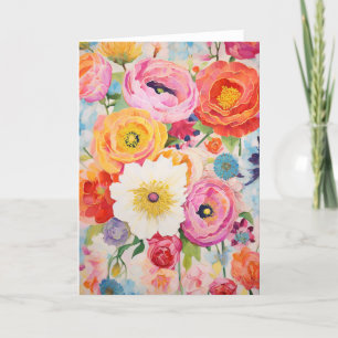 Peony Bouquet Bloom Abstrakt Art Helgkort