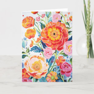 Peony Bouquet Bloom Abstrakt Art Helgkort