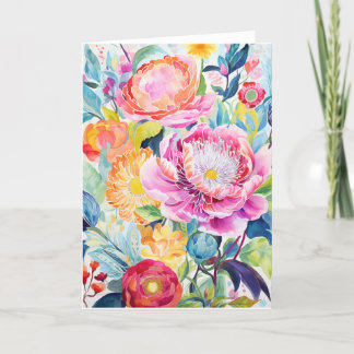 Peony Bouquet Bloom Abstrakt Art Helgkort