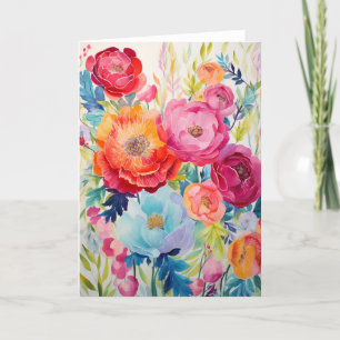 Peony Bouquet Bloom Abstrakt Art Helgkort