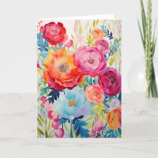 Peony Bouquet Bloom Abstrakt Art Helgkort