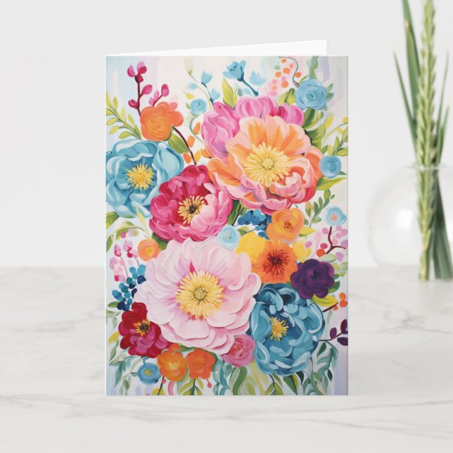 Peony Bouquet Bloom Abstrakt Art Helgkort (Framsida)