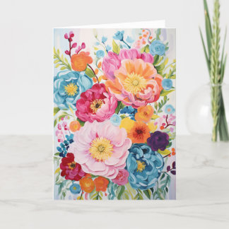 Peony Bouquet Bloom Abstrakt Art Helgkort