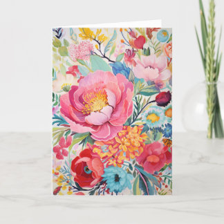 Peony Bouquet Bloom Abstrakt Art Helgkort