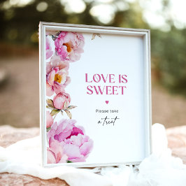 Peony bright rosa Kärlek är söt, ta ett prov Poster