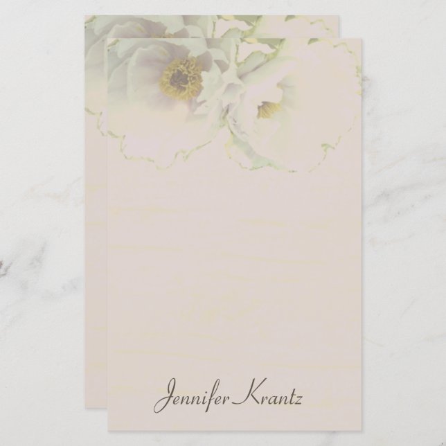 Peony Bröllop Mauve Stationery (Fram/baksida)