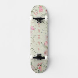Peony & Butterflies Sage Aesthetic Mini Skateboard Bräda 18,5 Cm