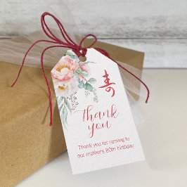 Peony Chinese "Longevity" Birthday Gift-Märkre Presentetikett