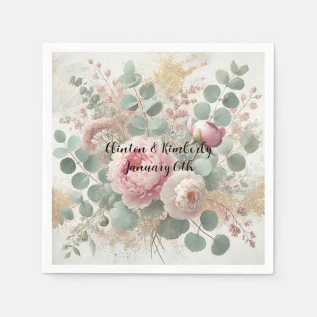 Peony Drama Light Papper & Party Napkins Pappersservett (Framsidan)