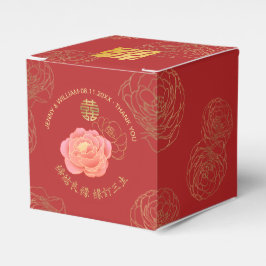 Peony Dubbla Happiness Chinese Bröllop Tack Presentaskar