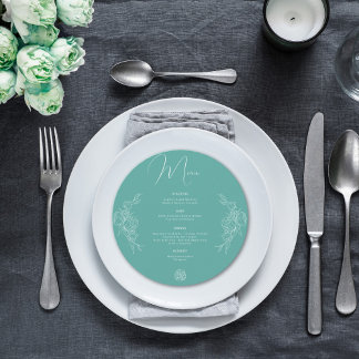 Peony Elegance Bröllop Menu Julkort