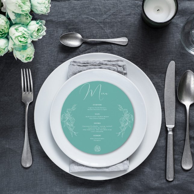 Peony Elegance Bröllop Menu Julkort (Skapare uppladdad)