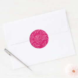 Peony Elegance Bröllop Runt Klistermärke