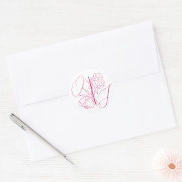 Peony Elegance Bröllop Runt Klistermärke