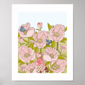Peony Fairy House konsttryck Poster