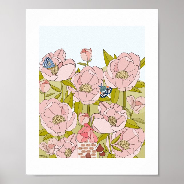 Peony Fairy House konsttryck Poster (Framsidan)