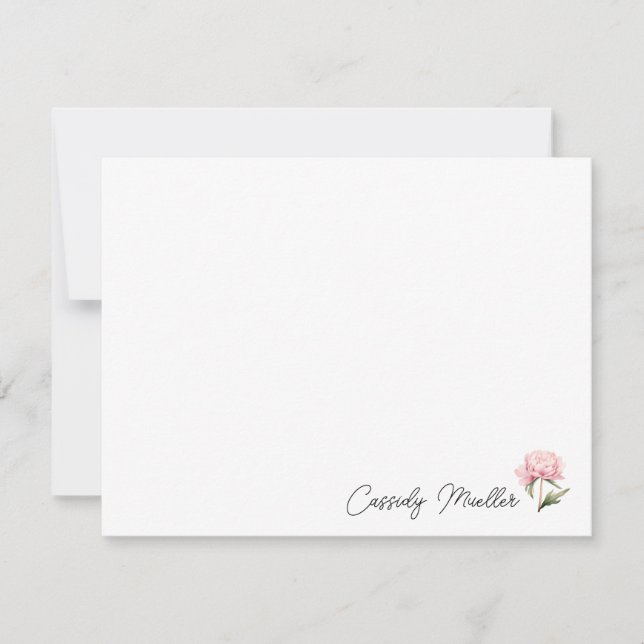Peony Floral Note Card Anteckningskort (Framsida)
