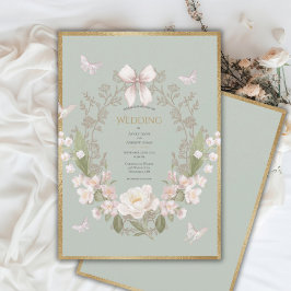 Peony Floral Vintage Wedding Inbjudningar