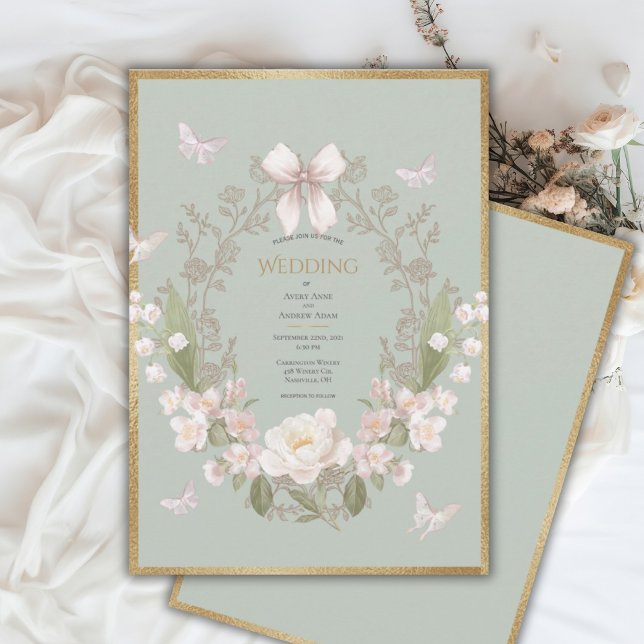 Peony Floral Vintage Wedding Inbjudningar (Skapare uppladdad)