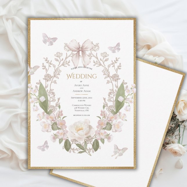 Peony Floral Vintage Wedding Inbjudningar (Skapare uppladdad)