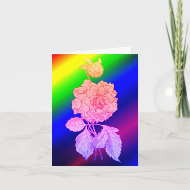 Peony Flower Art Rainbow Note Card Tack Kort (Framsida)