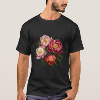 Peony Flower Blommigt Bouquet Blommar T Shirt