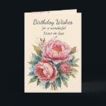 Peony Flower Bouquet Sister-in-law Birthday Card Kort<br><div class="desc">Peony Bouquet Flower Bouquet för din svärmakare på födelsedagen i vers Må du bli överfull med Guds kärlek och glädje på din speciella dag och varje dag</div>