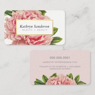 PEONY FLOWER eco vintage blommigt snyggt rosa Visitkort