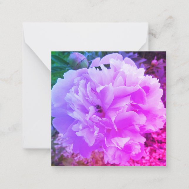 Peony Flower med en honungsbi Anteckningskort (Framsida)