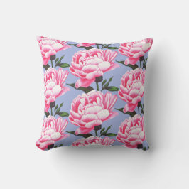 Peony Flower Mönster Pen Teckning Dekorativ kudde