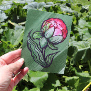 Peony Flower Peonies Gardener Art Rosa Vykort