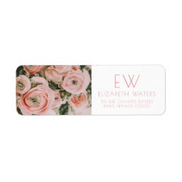 PEONY FLOWER RETURETIKETTERS RETURADRESS ETIKETT