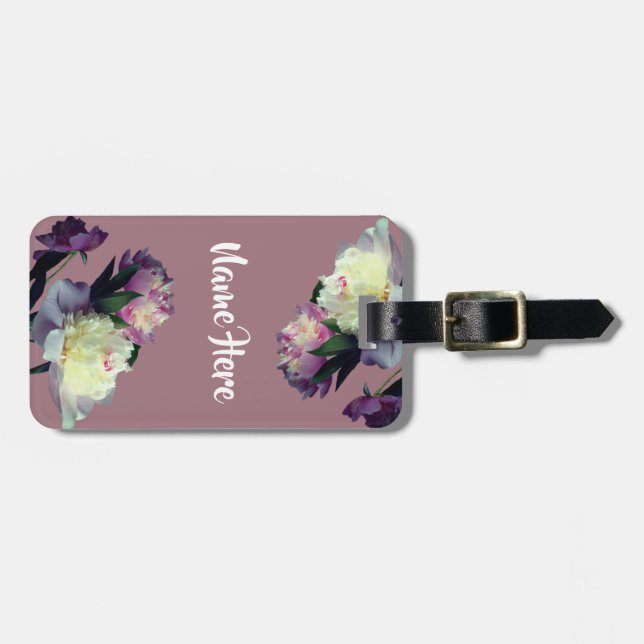 Peony Flowers Luggae Märkres Bagagebricka (Horisontell Framsida)