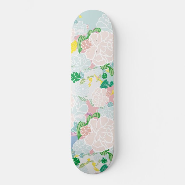 Peony Flowers Mini Skateboard Bräda 18,5 Cm (Framsida)