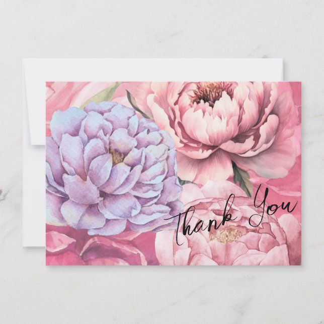 Peony Flowers Personlig Tack Kort (Framsida)
