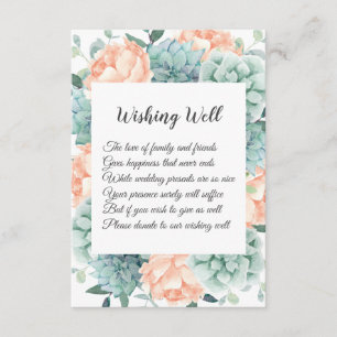 Peony Flowers Succulents Bröllop Wishing well Tilläggskort