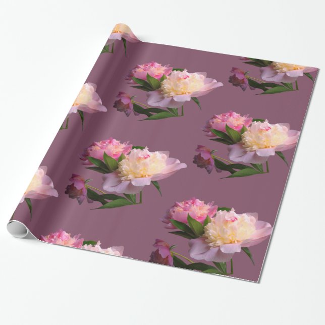 Peony Flowers vackra Wrapping Papper Presentpapper (Utrullad)
