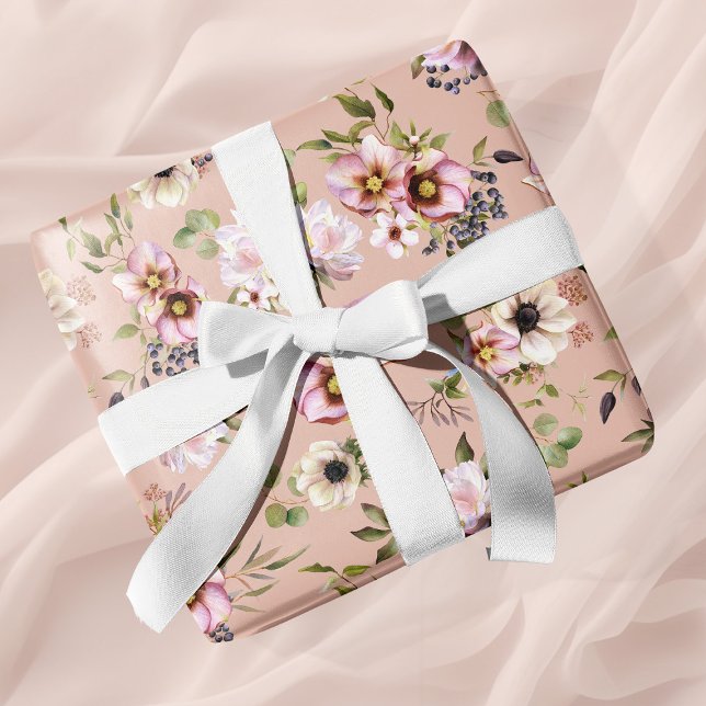 Peony Garden Adobe Clay Bröllop Presentpapper (Peony Garden Adobe Clay Wedding Wrapping Paper)