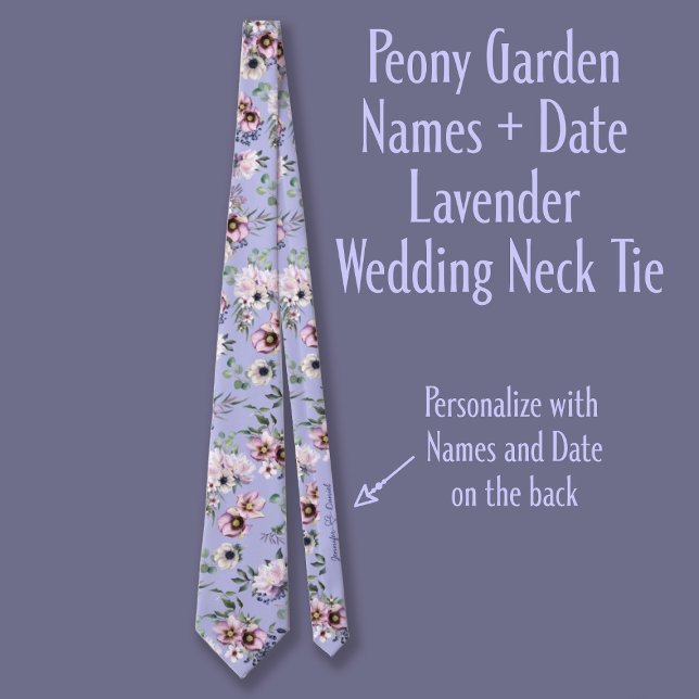 Peony Garden Namn + Date Lavender Bröllop Slips (Skapare uppladdad)
