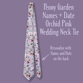 Peony Garden Namn + Date Orchid Rosa Bröllop Slips
