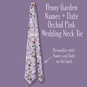 Peony Garden Namn + Date Orchid Rosa Bröllop Slips