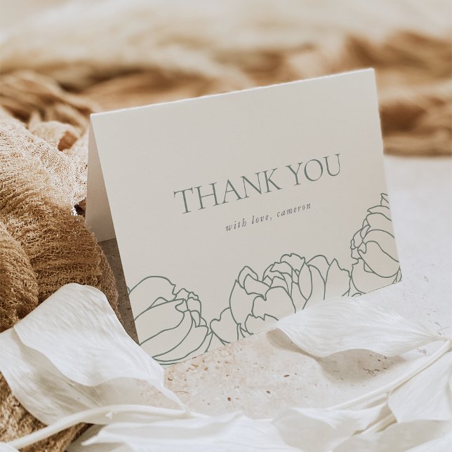 Peony Garden | Sage Green Floral Tack Kort (Skapare uppladdad)