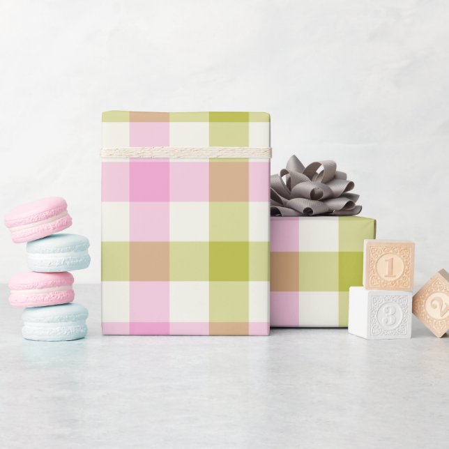 Peony Gingham - Wrapping Paper Presentpapper (Baby Shower)