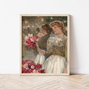 Peony Girl Childe Hassam Poster
