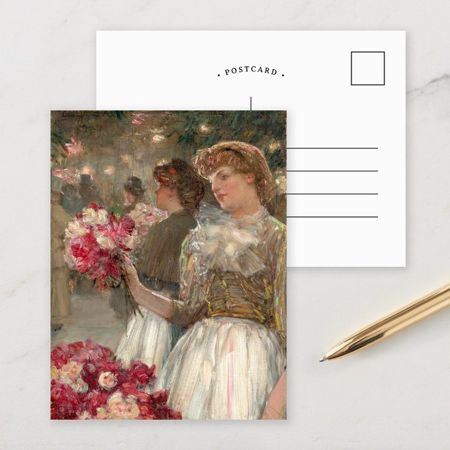 Peony Girl | Childe Hassam Vykort (Skapare uppladdad)
