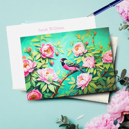 Peony Gräs Gosbeak ai Artwork Oljemålning Anteckningskort