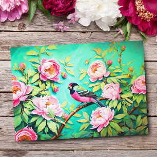 Peony Gräs Gosbeak ai Artwork Oljemålning Vykort