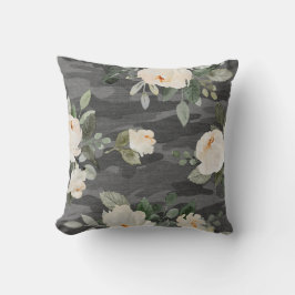 Peony Grått Camo Dekorativ kudde